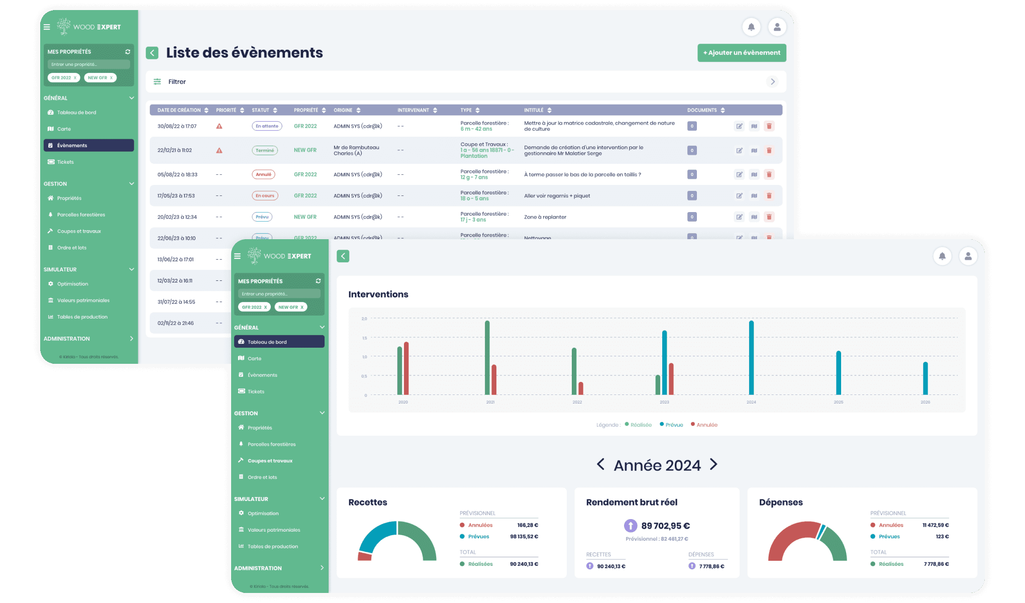 Illustration d'une capture d'écran de la plateforme Wood Expert