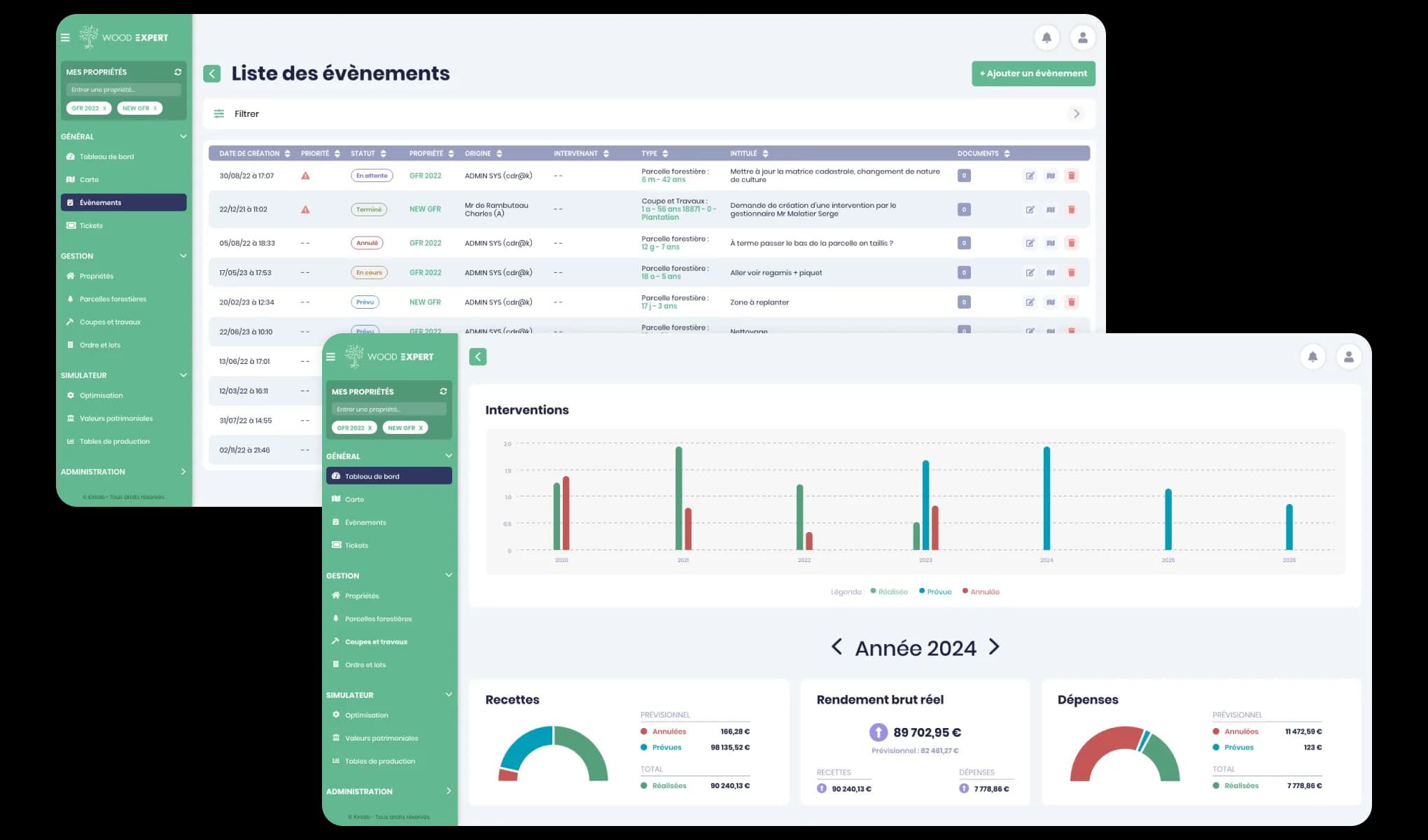 Illustration d'une capture d'écran de la plateforme Wood Expert